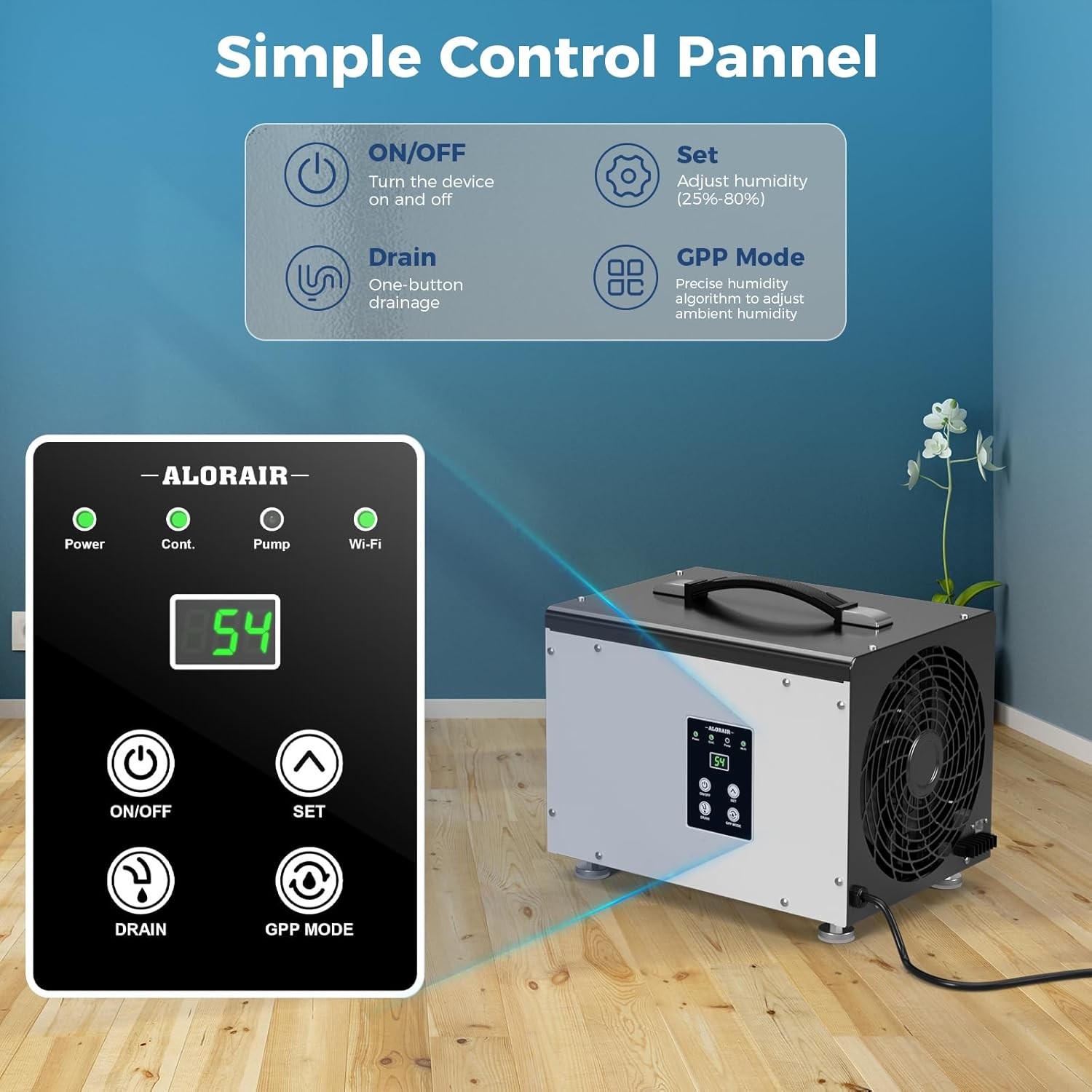 ALORAIR Sentinel HD35P 70Pint Dehumidifier for Basement 1000 sq ft w/Pump & Wifi