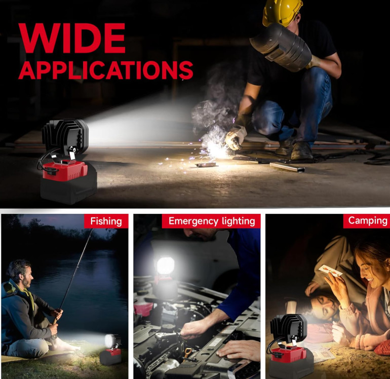 40W 6000LM LED Flashlight for Milwaukee 18V Battery Wireless Work Light PD