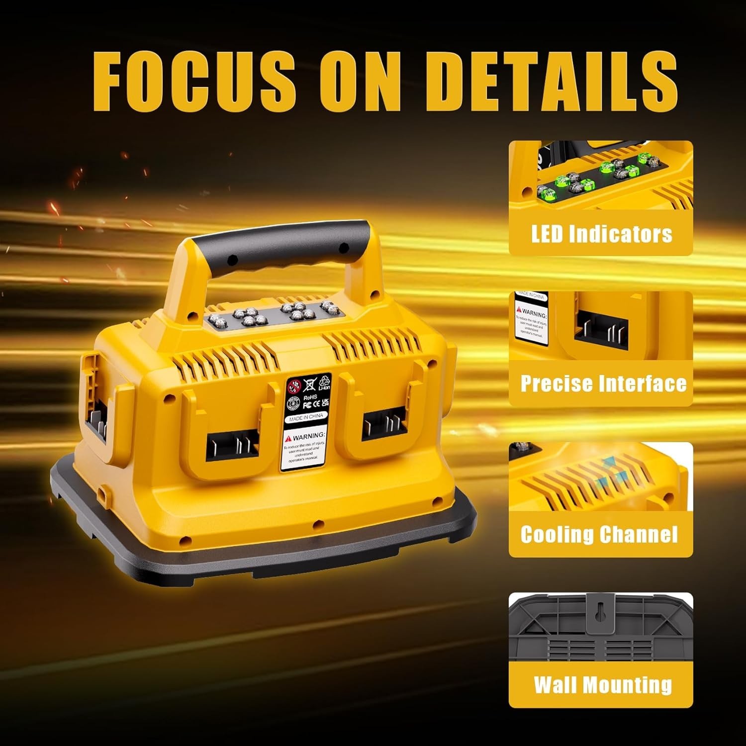 6 Port Simultaneous Charger for Dewalt 20V/60V Batteries DCB104 DCB118 Station