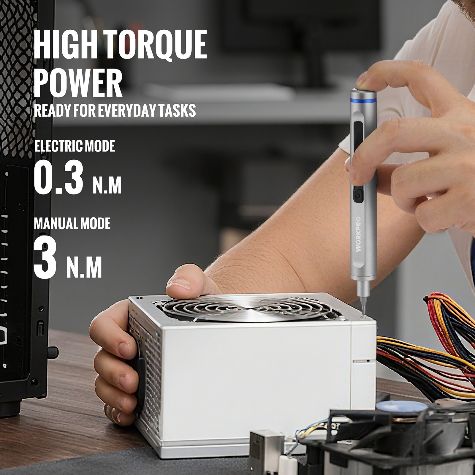 WORKPRO Mini Electric Screwdriver with Magnetizer 36 S2 Steel Bits & 2 Pry Bars
