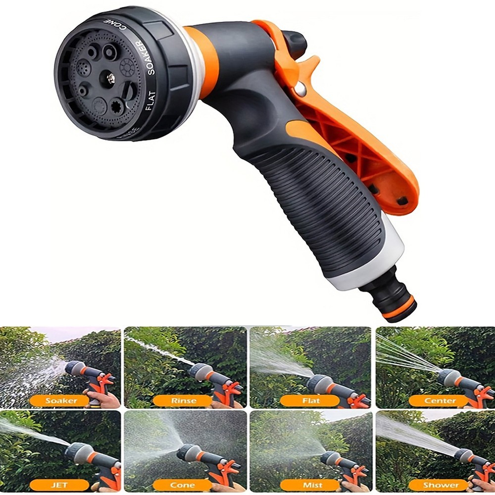 Garden Hose Pipe Spray Gun Water Sprayer 8 Function Nozzle Multi Adjustable USA