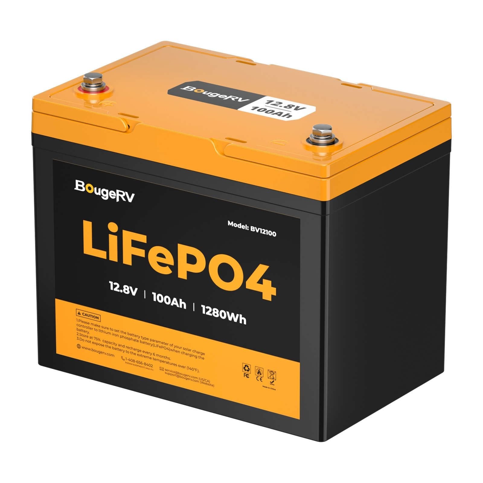 12V 100Ah Group 24 LiFePO4 Battery 1280Wh Deep-Cycle 100A BMS Solar Backup Power