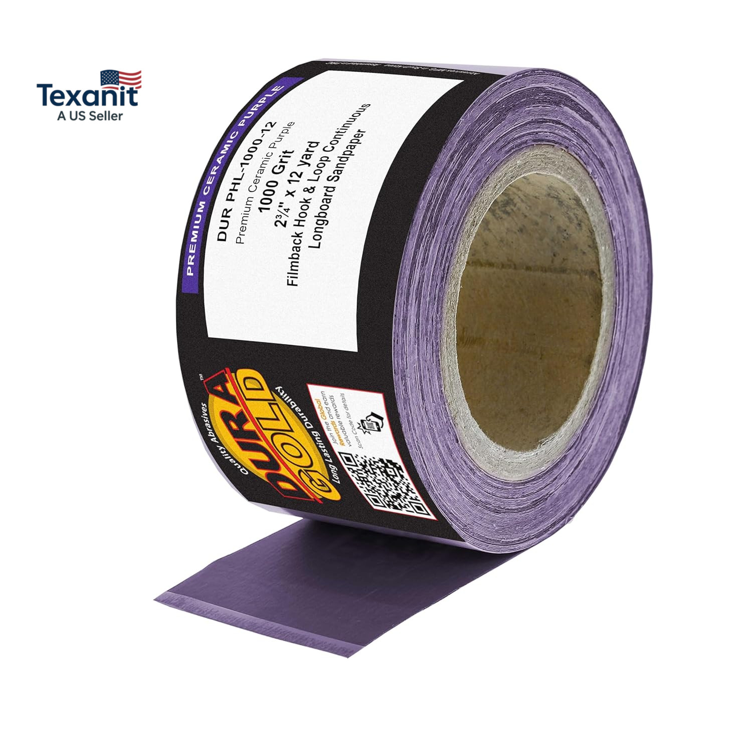 Premium 1000 Grit Purple Film Ceramic Longboard Sandpaper, 2-3/4″ Wide Continuou