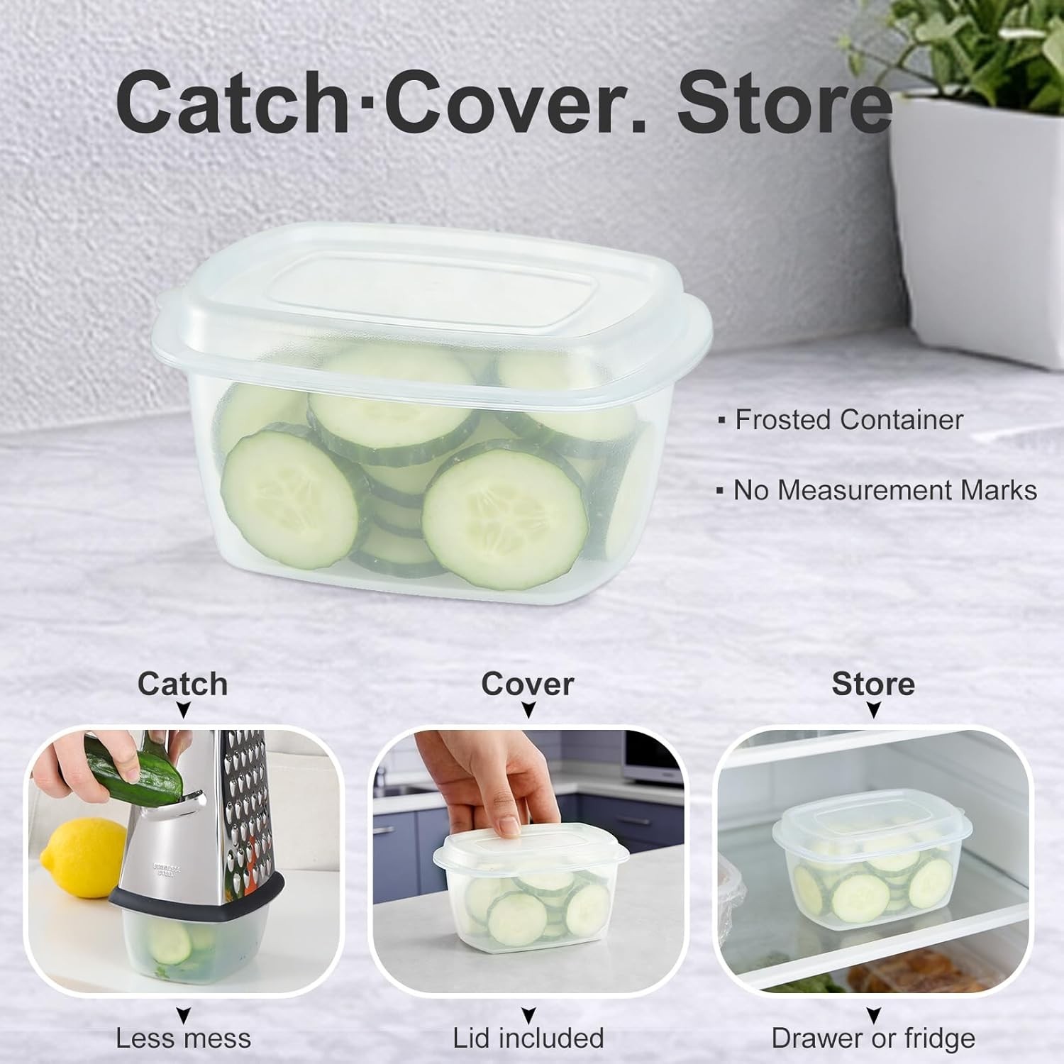 Cheese Grater Kitchen Slicer Zester Box Grater with Container 8 Inch