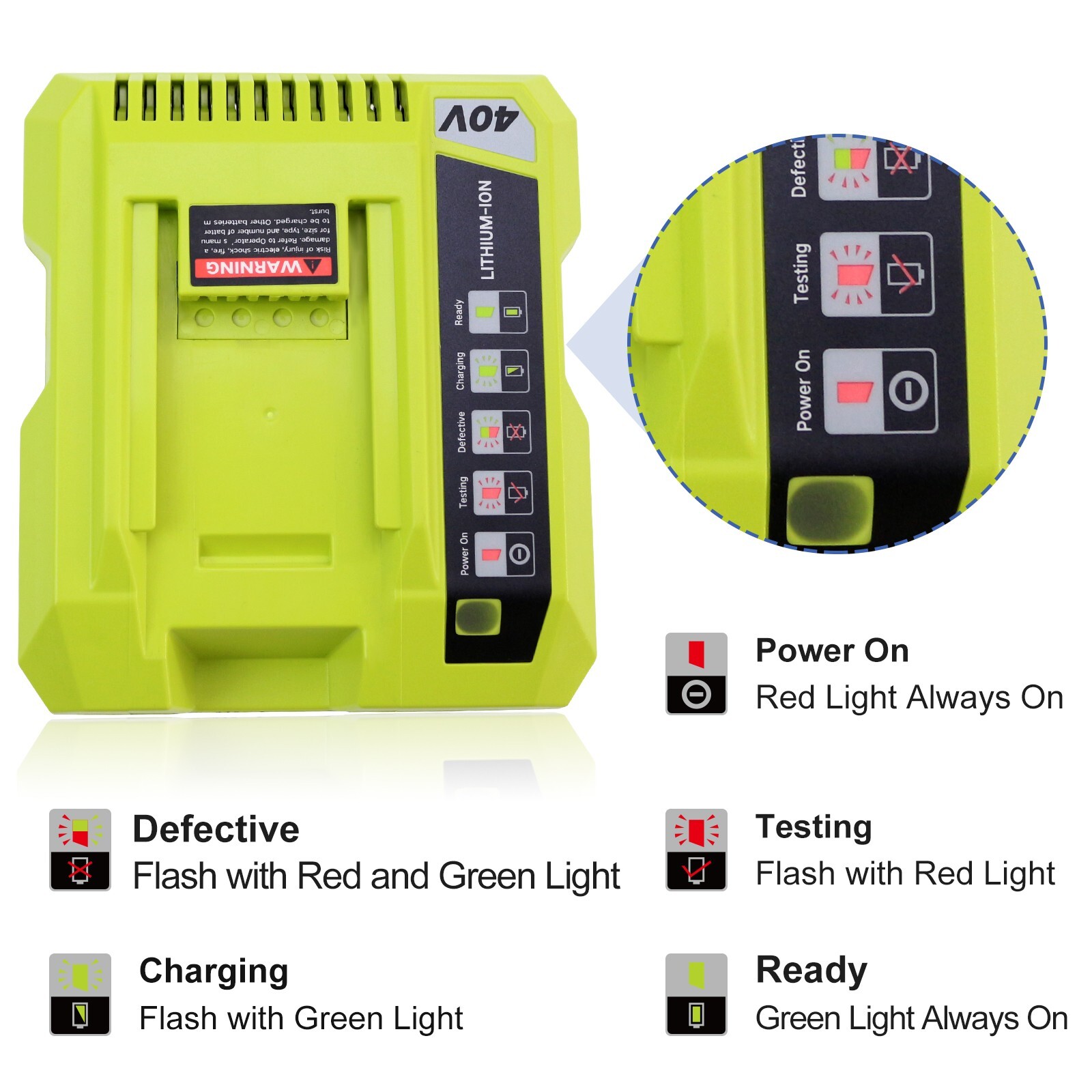 Replacement for Ryobi 40V Battery 6.0Ah OP40401 OP4026 Battery or Op401 Charger