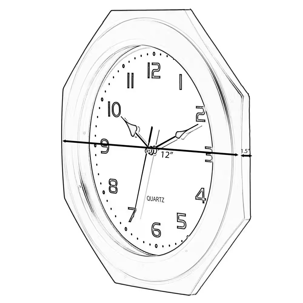 Brown Modern Decorative Octagon Shaped Wood Looking Plastic Wall Clock
