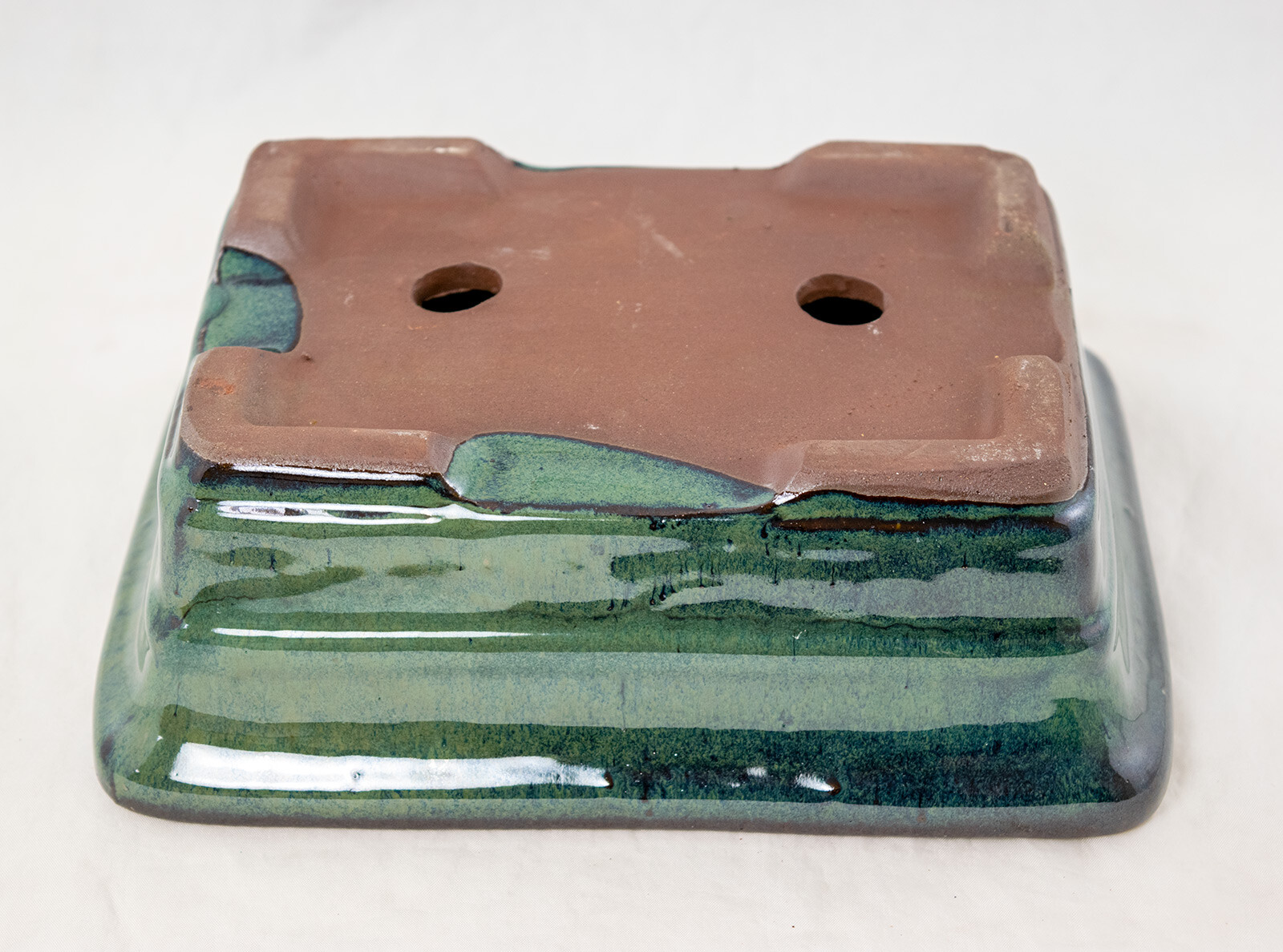 Rectangular Glazed Bonsai & Succulent Pot + Mesh 8″x 6″x 2.75″ – Green Glazed