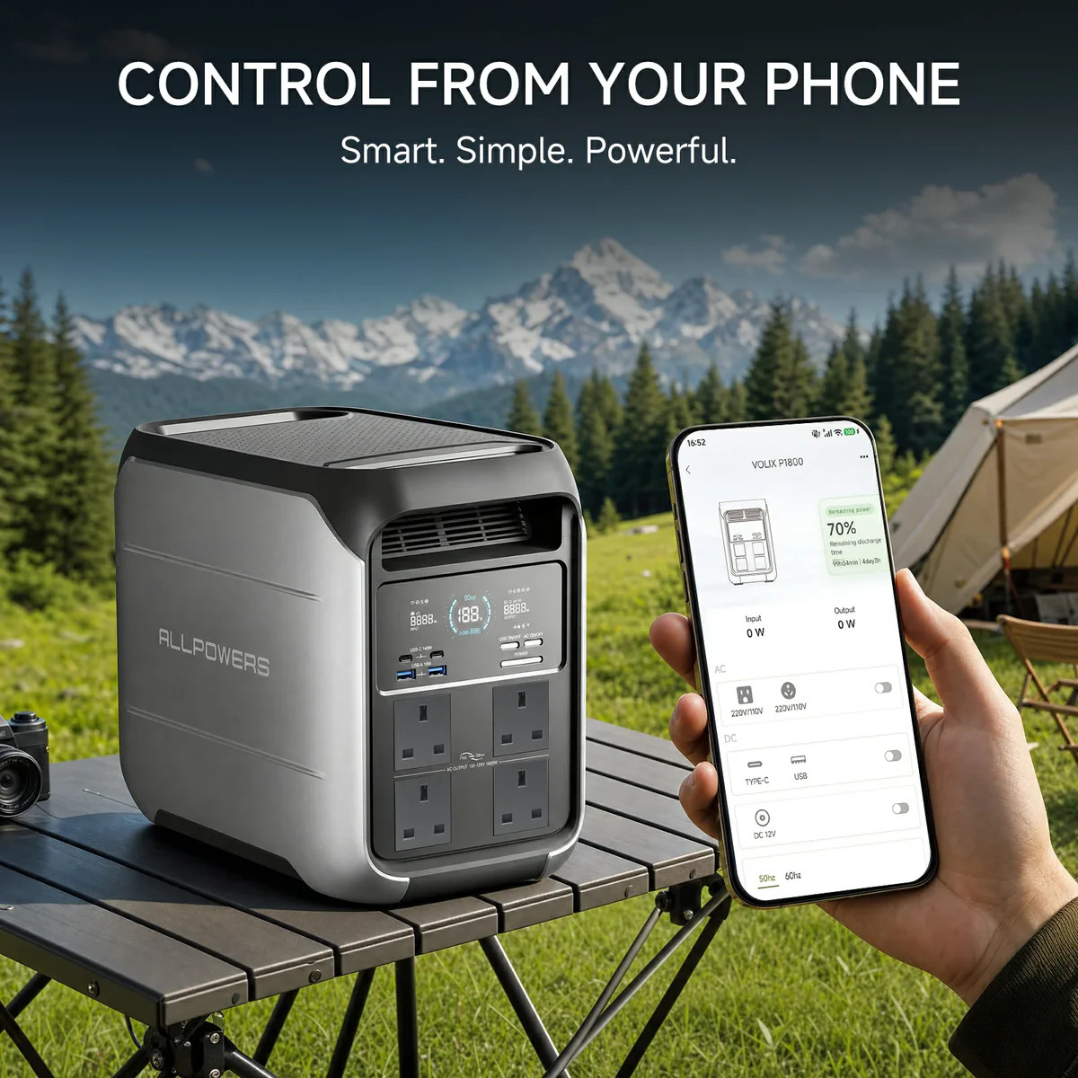 ALLPOWERS 1800W Portable Power Station Solar Generator AC UPS + 160W Solar Panel