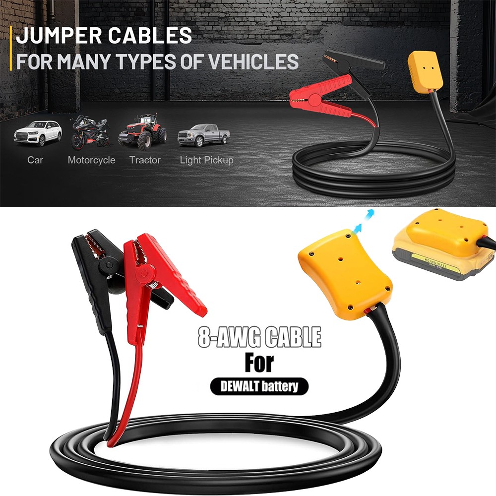 5.9FT Jump Starter 8AWG Jumper Cables Charger Adapter for Dewalt 18V 20V Battery
