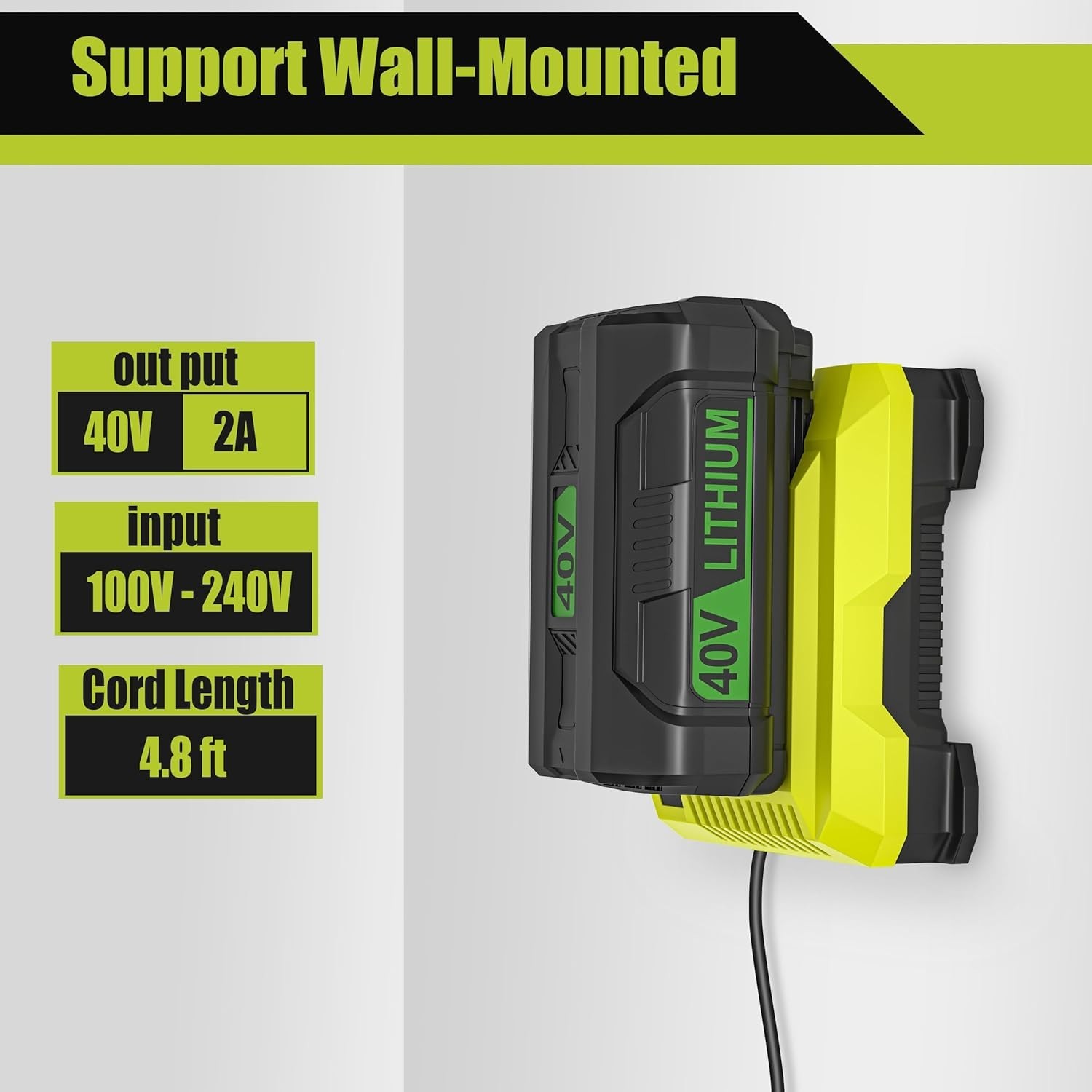 40V Rapid Charger for Ryobi OP401S OP406A OP404 OP401 Battery Replacement