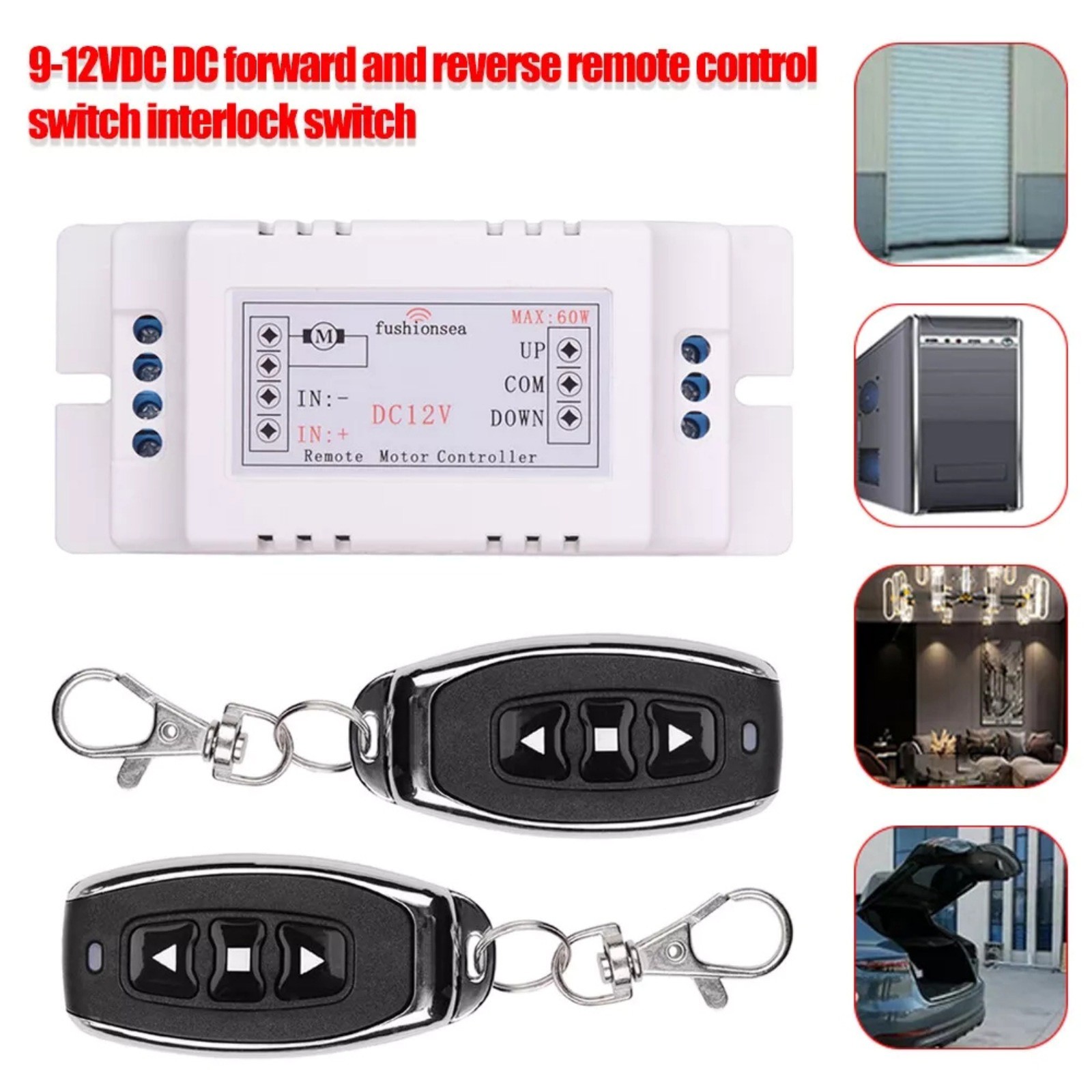 Motor Wireless Remote Switch Remote Control 12V Universal 2 Channel RF433MHz