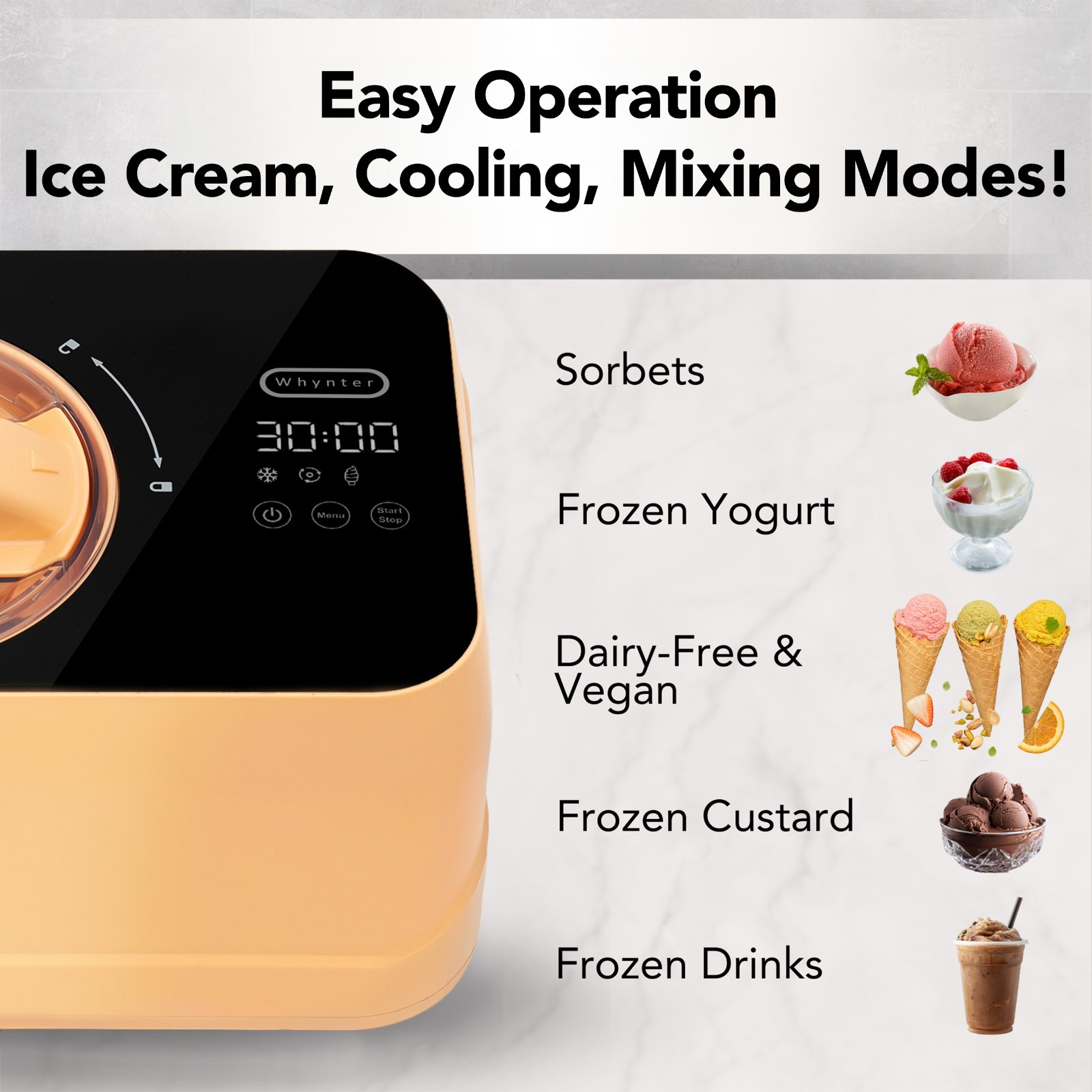 Whynter ICM-080-HP 0.8 Quart Compact Personal Automatic Ice Cream Maker
