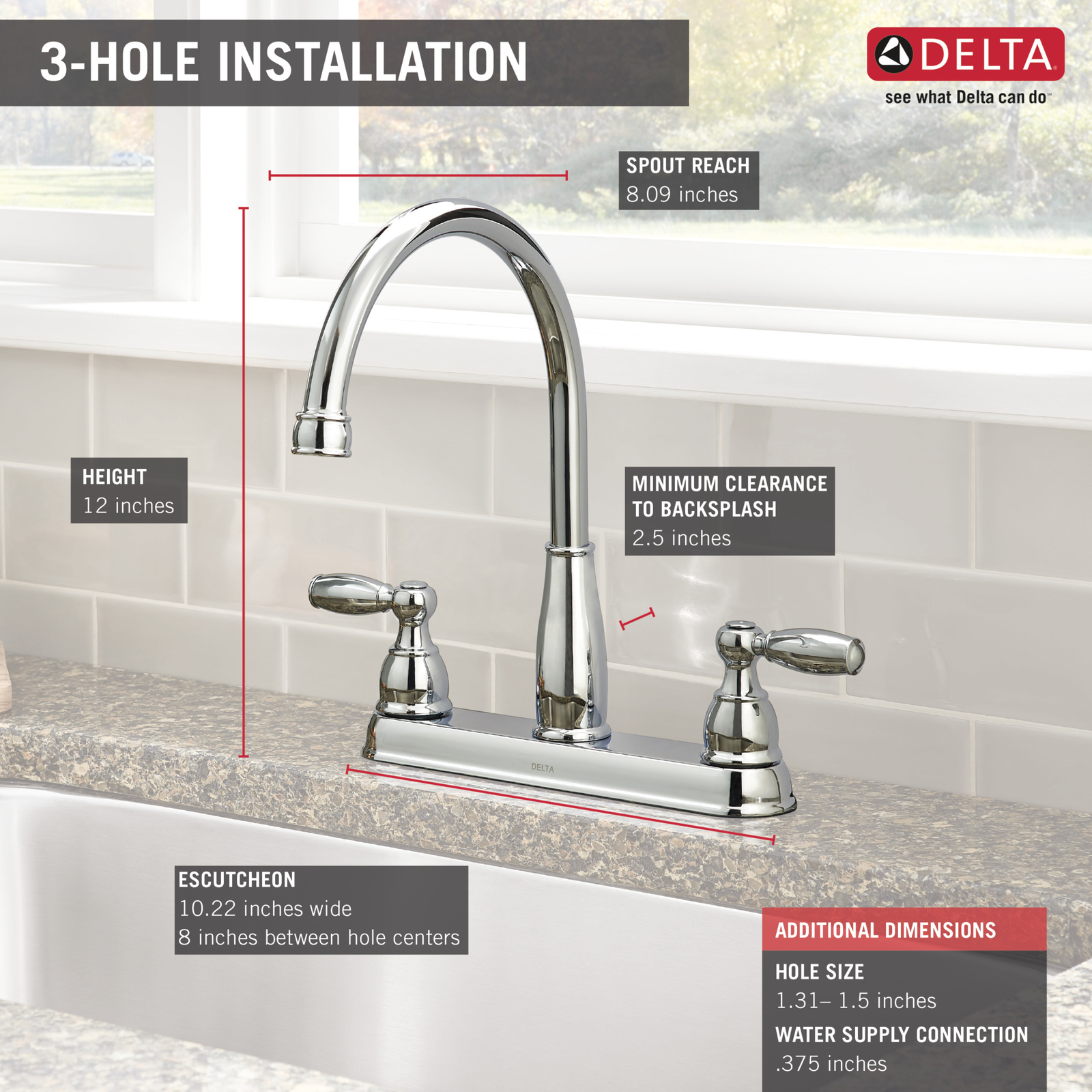 Delta Foundations 2-Handle Kitchen Faucet Chrome-Certified Refurbished