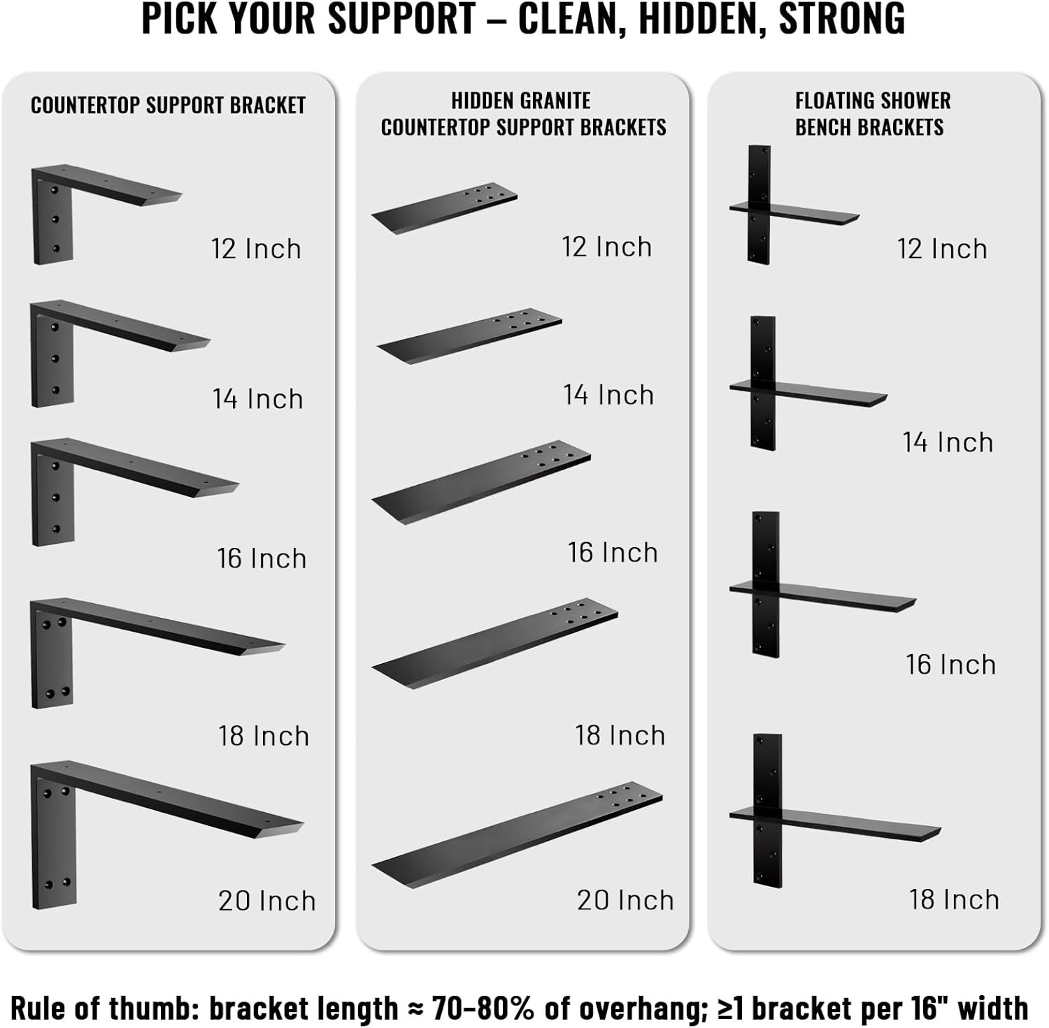 Countertop Support Bracket 16 Inch 4 Pack (3/8″ Thick),Premium Heavy Duty Granit