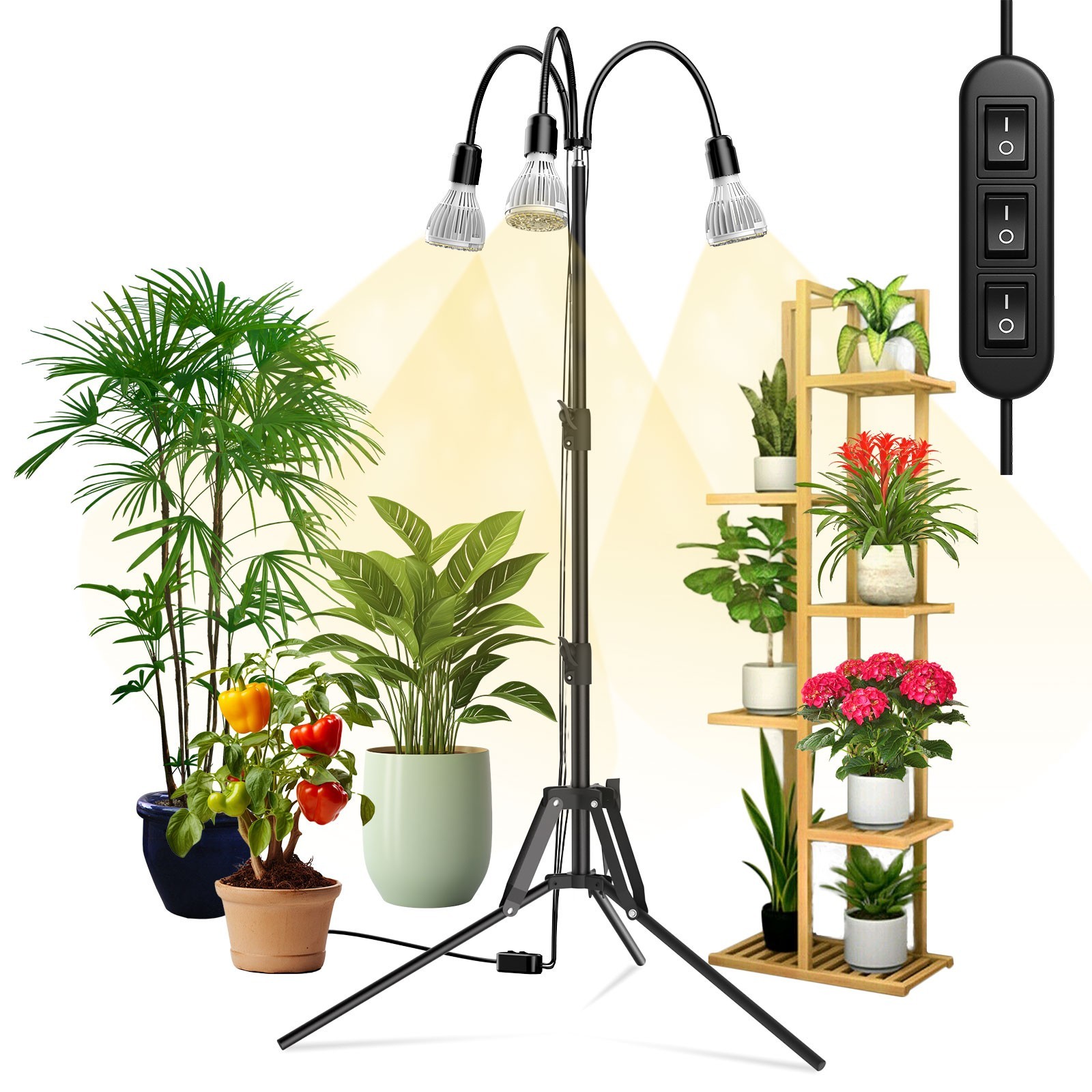90W/120W SANSI LED Grow Lights with Tripod Stand Full Spectrum House Plant Light