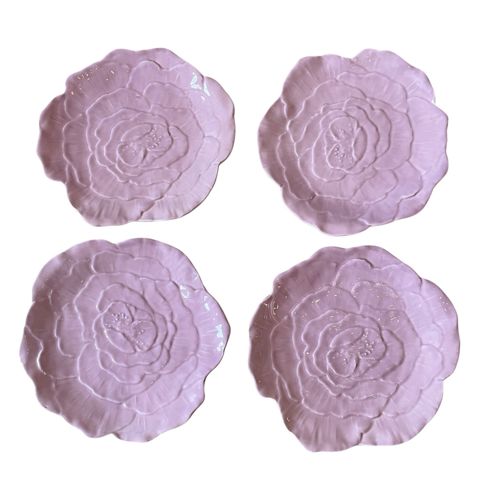 VIETRI Fiori Di Campo Lilac Rose Salad Plates 8.5in Set of 4 New