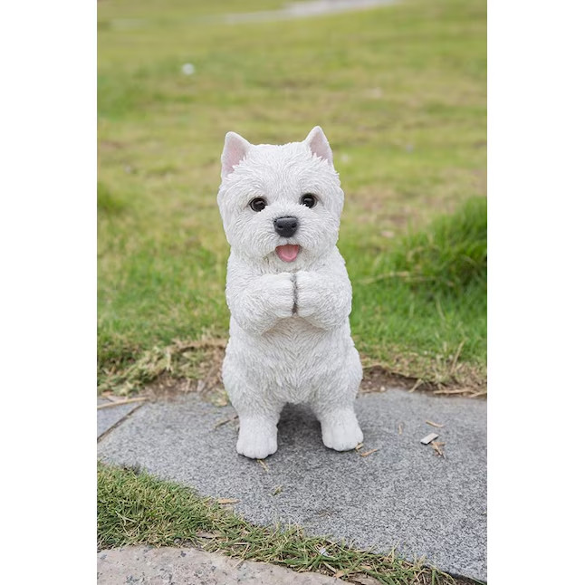 8.5-in H x 3.9-in W White Dog Garden Statue