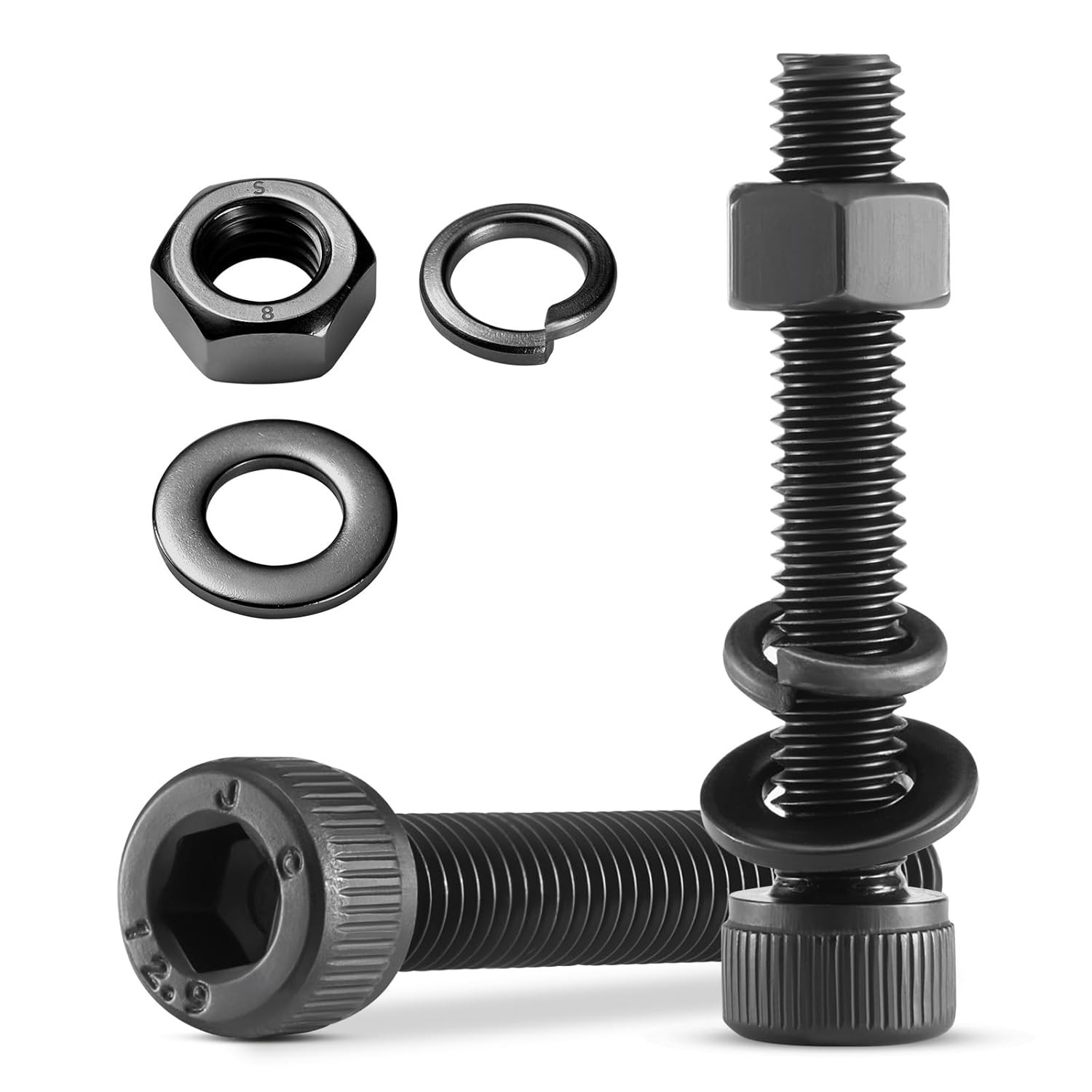 M3 M4 M5 Hex Socket Head Cap Screws Bolts Nuts Washers Assortment Kit (8-100mm)
