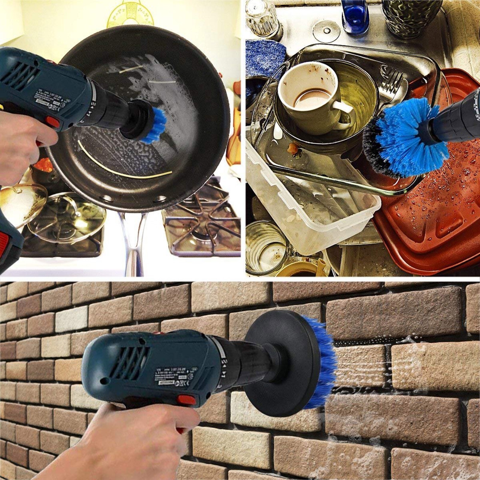 Drill Brushes Set 3Pcs Tile Grout Power Scrubber Cleaner Spin Tub Shower Wall