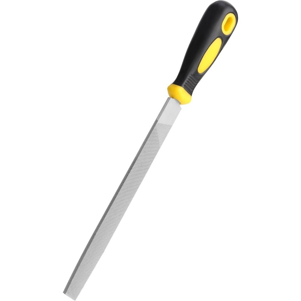 12in Flat Hand Metal File with Ergonomic Rubberized Handle High Carbon Steel