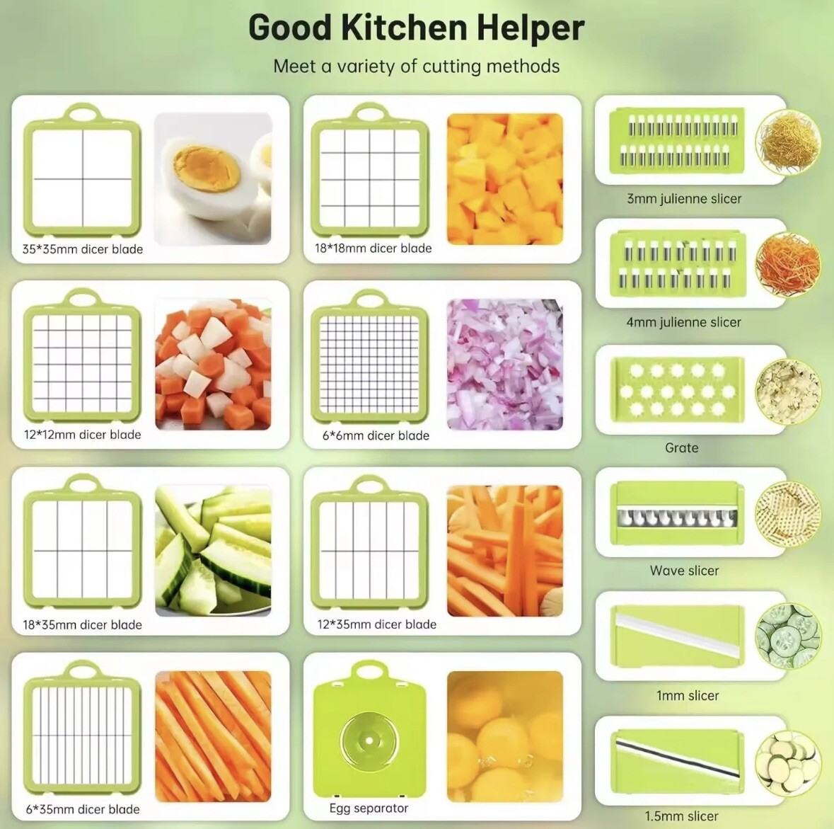 22 In 1 Vegetable Fruit Chopper and Slicer,Kitchen Food Cutter and Dicer/US