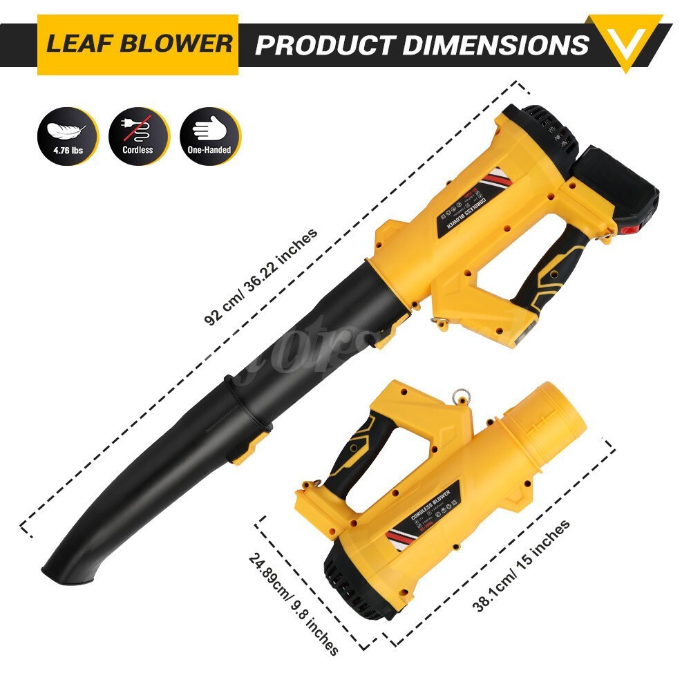 Cordless Leaf Blower 650CFM/280MPH & 6 Speed Levels Electric w/2 Batteries 6.0Ah