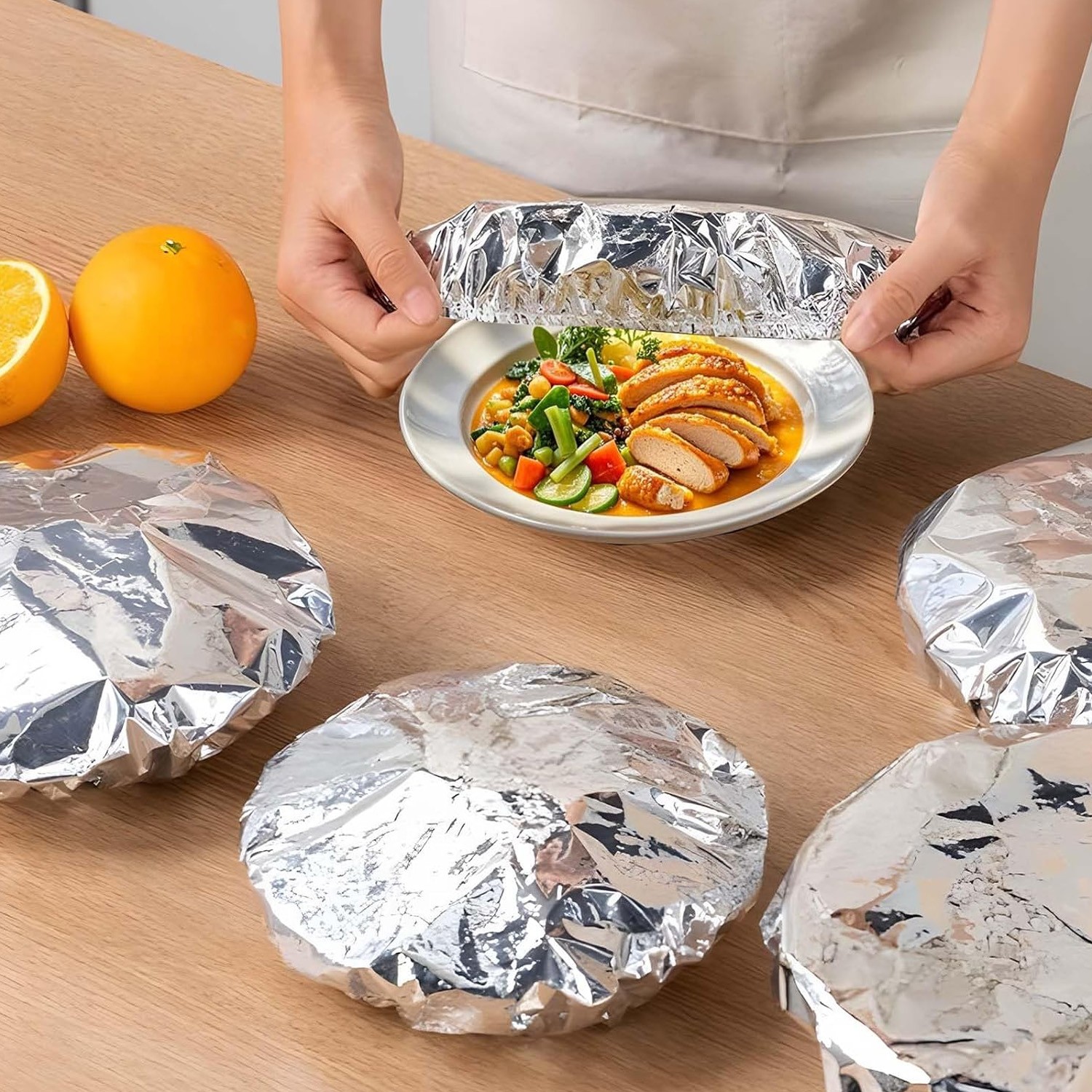 30/50 Pcs Stretchy Reusable Foil Cover for Plates, Bowls & Kitchen Food Storage
