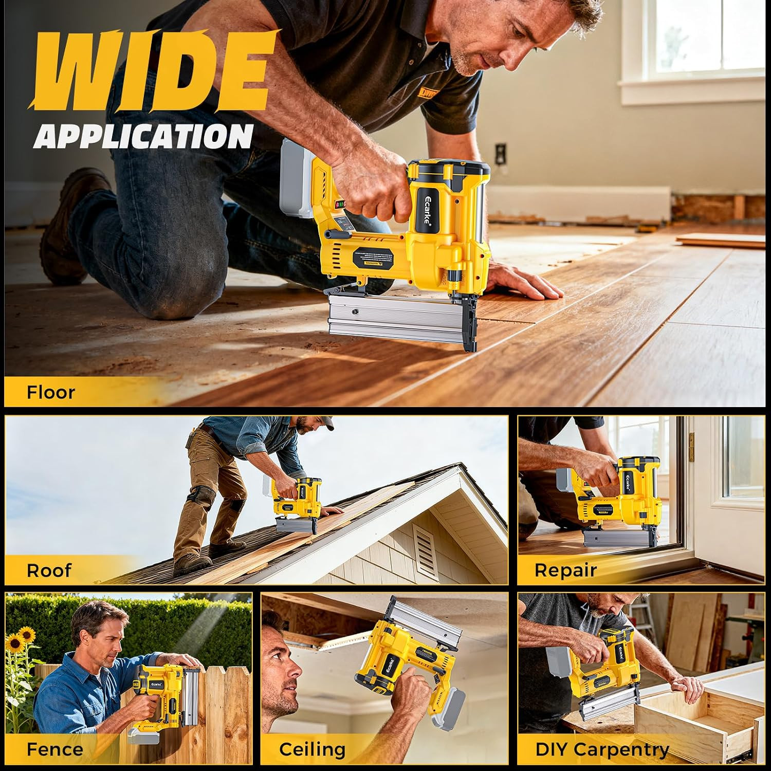 Cordless 2″ Brad Nailer Compatible with Dewalt 20V Battery(Tool Only), 2 in 1 El