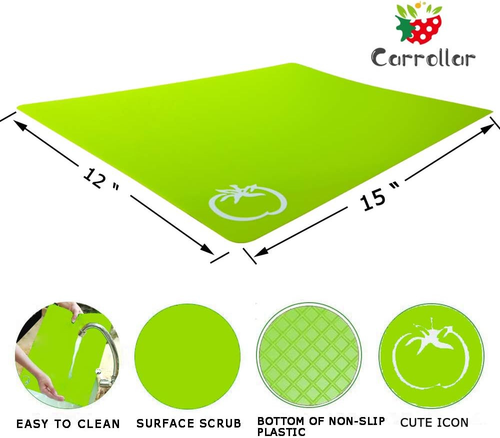 4 Pack Flexible Cutting Boards Plastic Non-Slip Cutting Mat for Meat Vegetables