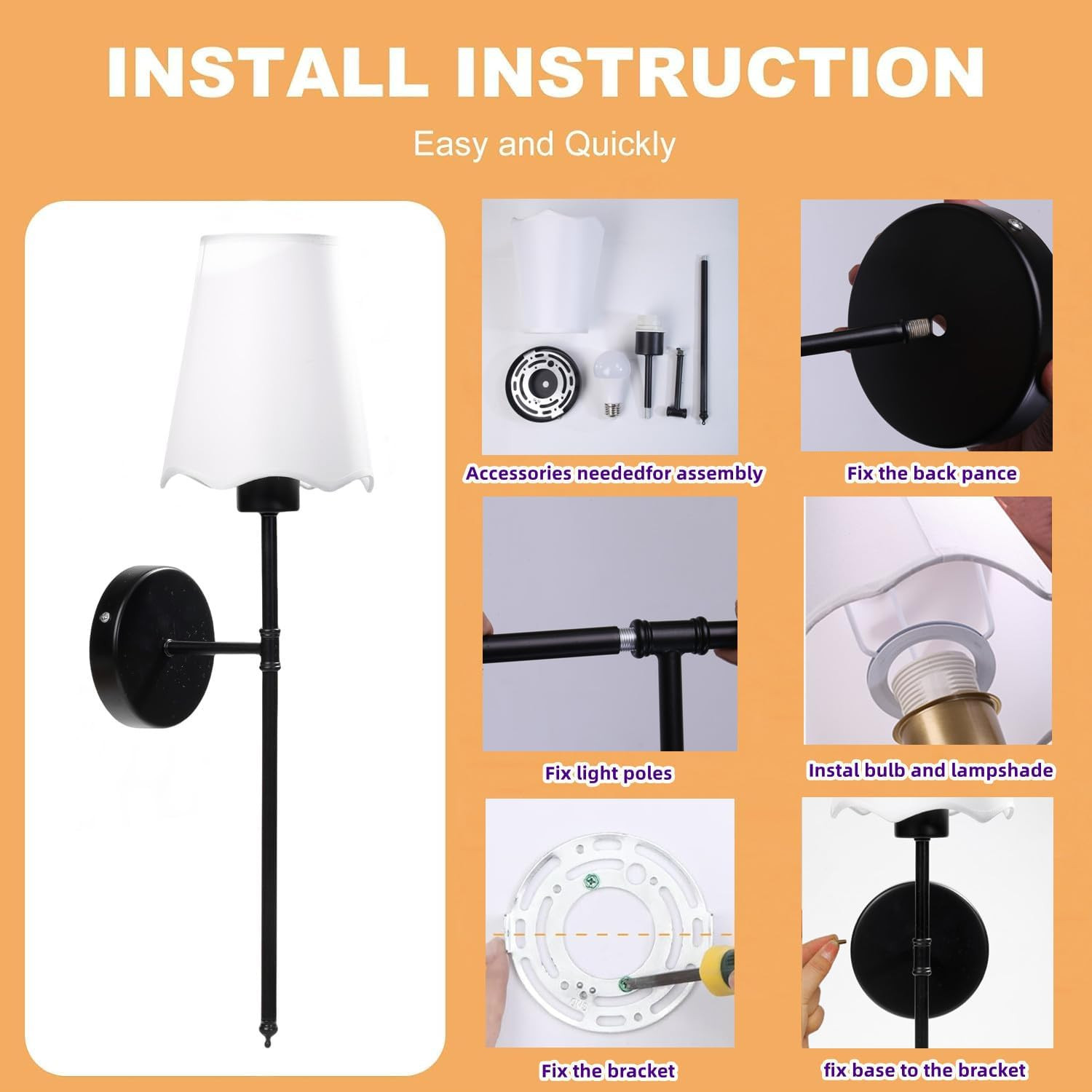 Rechargeable Battery Wall Sconce Set of 2, Dimmable LED with Remote Control