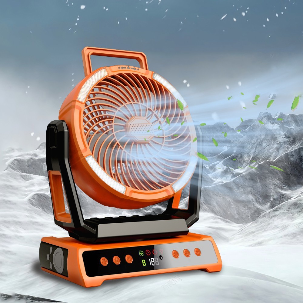 Camping Fan 20000mAh 58Hrs Rechargeable Portable Fan Remote LED Lights &4 Speeds