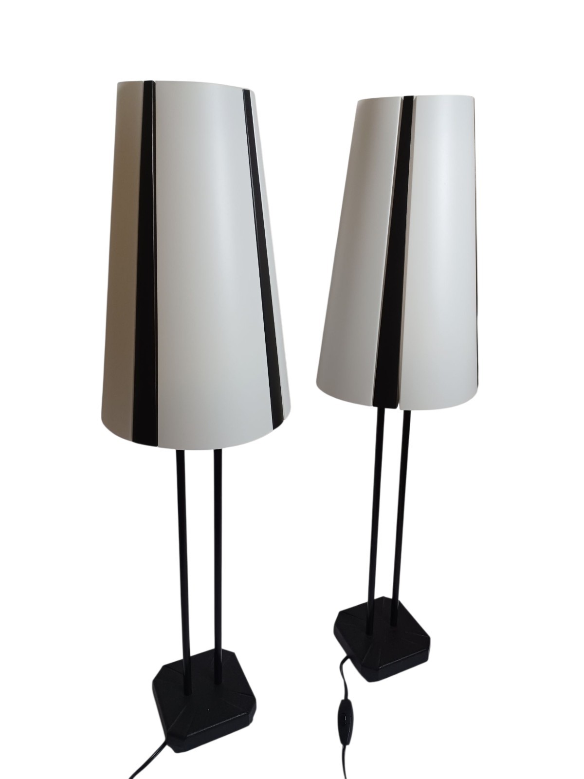 Ikea Vistofa Gunner Jensen Pair of Black & White Vintage Table Lamps 35in