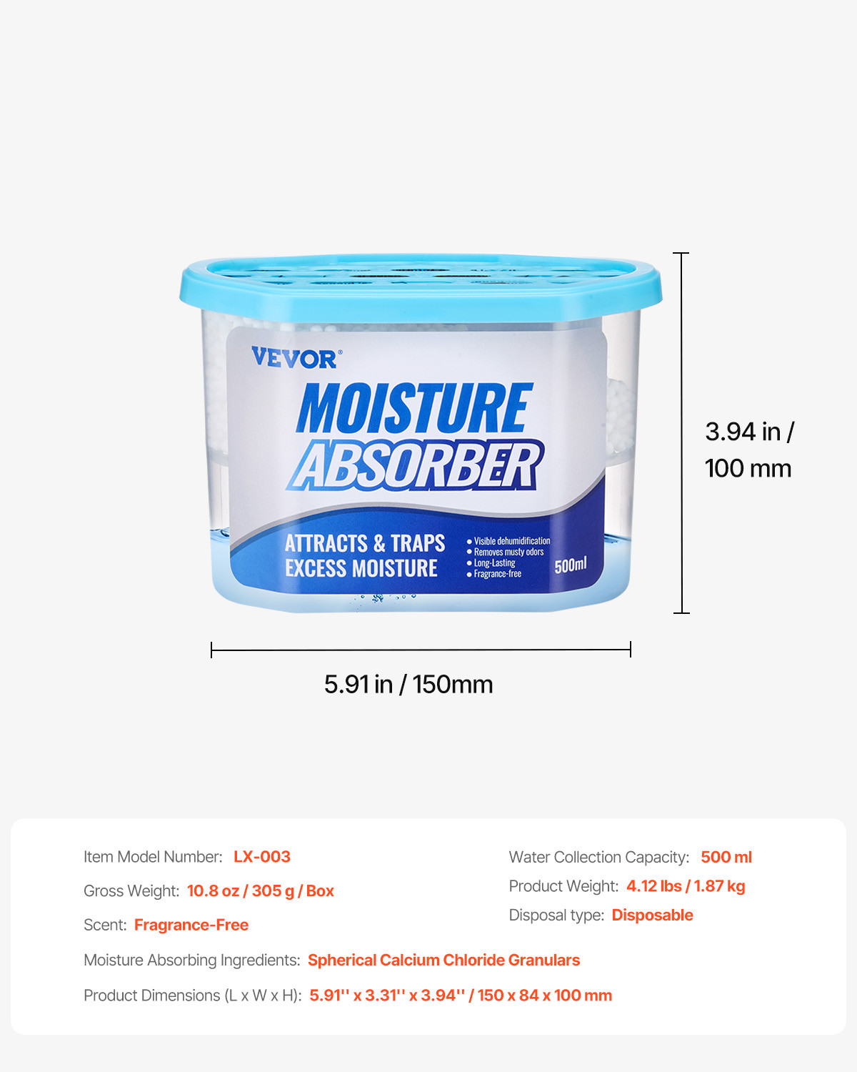 6 Packs Moisture Absorber Boxes 10.8 oz Fragrance Free Moisture Absorbers