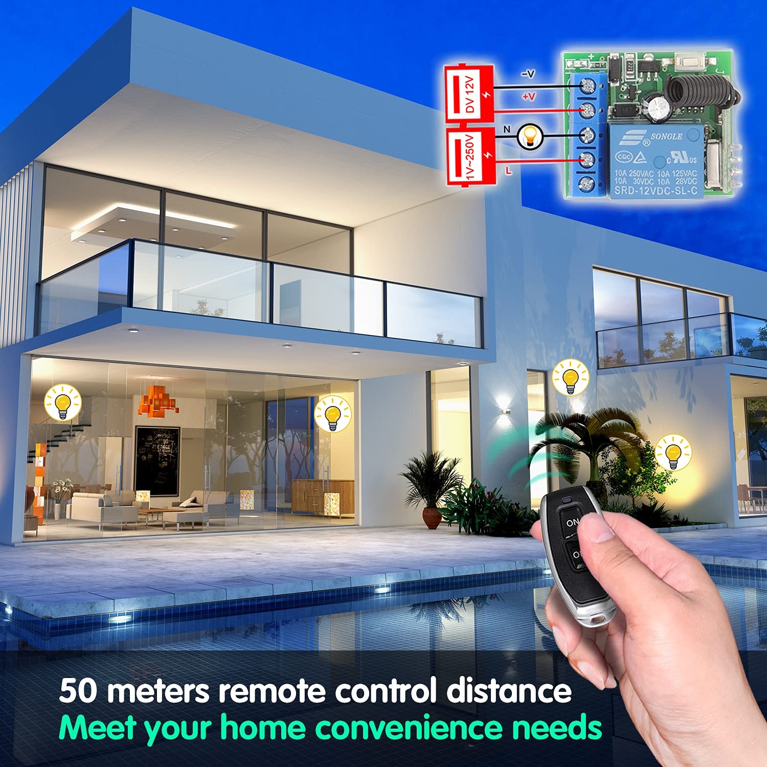 DieseRC 433Mhz Universal Wireless Remote Control Switch DC 12V 1CH RF Relay R…
