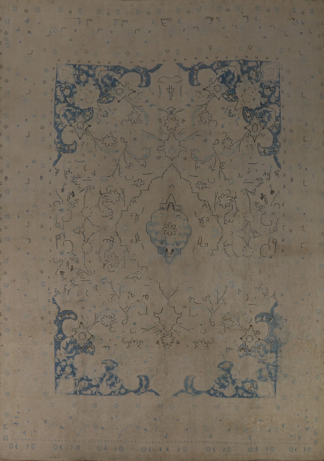 Muted Traditional Area Rug 10×13 Handmade Wool Distressed Floral for Any Room