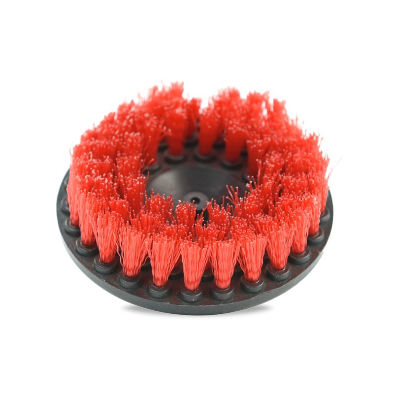 CarCarez Drill Brush stiff Bristle Use w/Power Drill Upholstery Cleaning Red