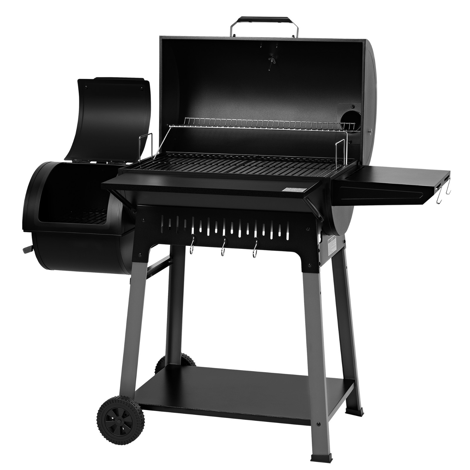 Royal Gourmet Barrel Charcoal Grill with Offset Smoker for Backyard Cooking