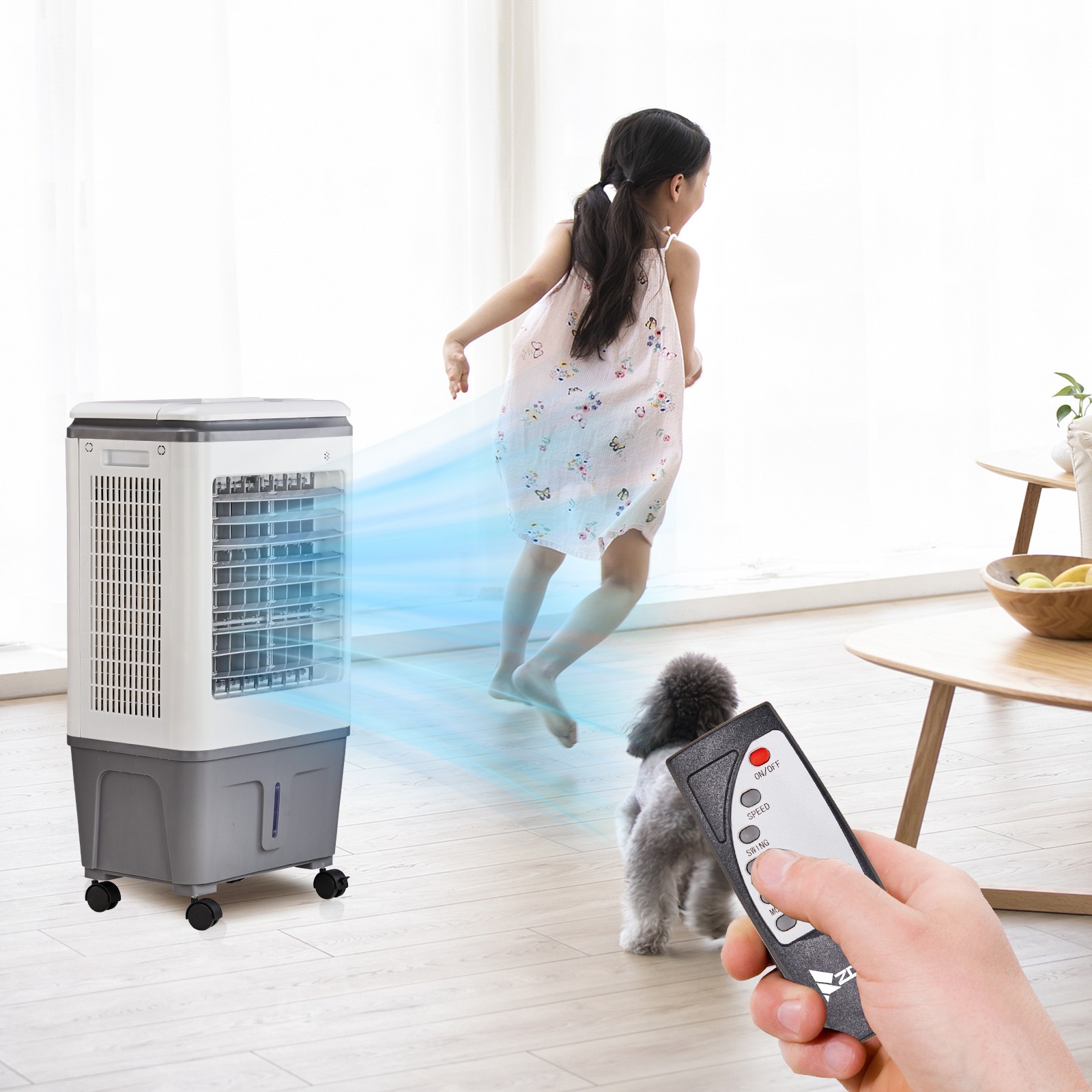 Portable Evaporative Cooler Swamp Cooler 3-in-1 5.28 Gal 7.5H Timer Humidifier