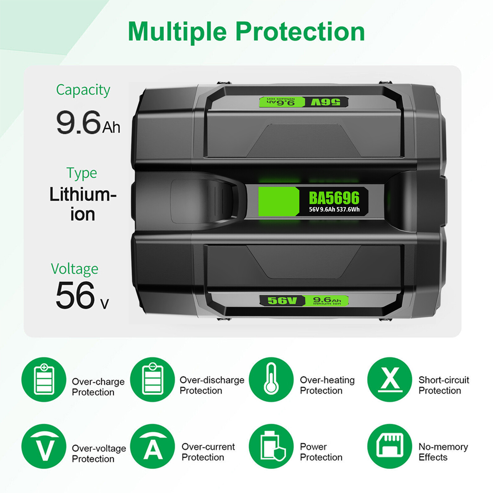 For EGO Power+ 56V BA5600T 9.6Ah / 5.0Ah Lithium Battery BA4200 BA2800T BA1400