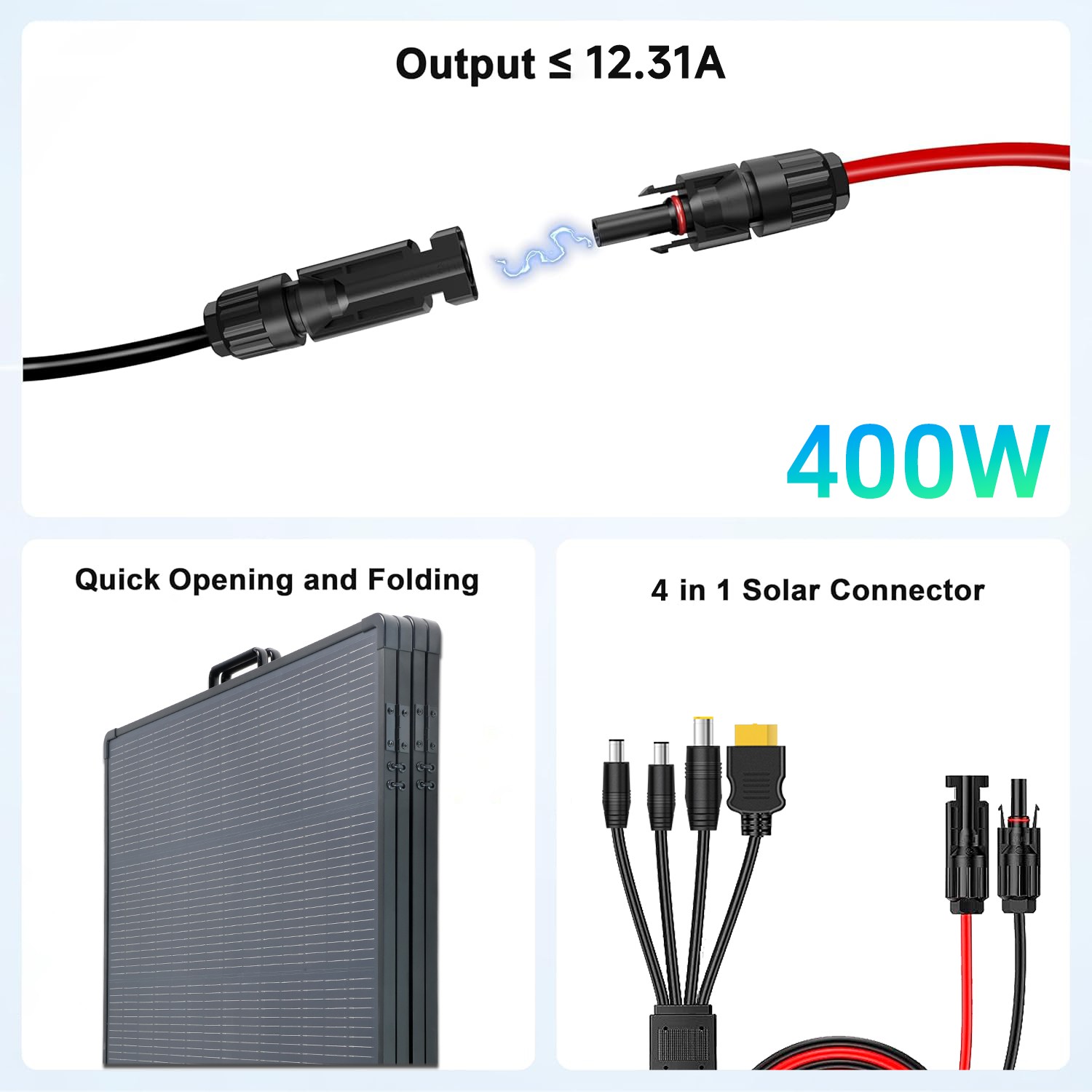 400W Portable Solar Panel High Efficiency Monocrystalline Charger for RV Camping