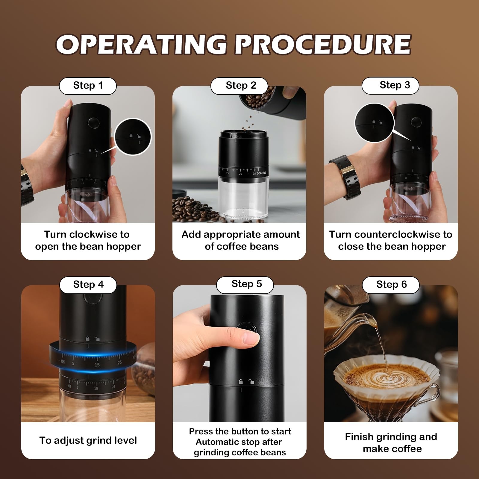 Portable Electric Coffee Grinder with 38 Adjustable Grind Settings, 1500mAh R…