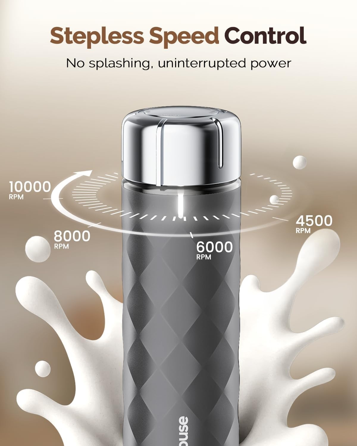 LunaFro 2.0 Stepless Speed Handheld Frother – Perfect for Cappuccinos & More