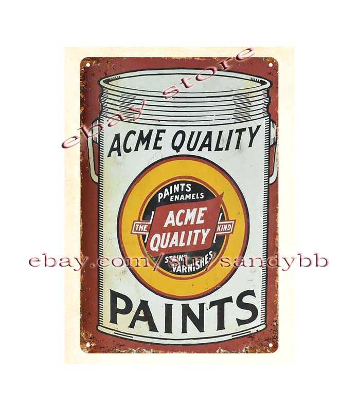 Acme Quality Paint metal tin sign office bar interior design
