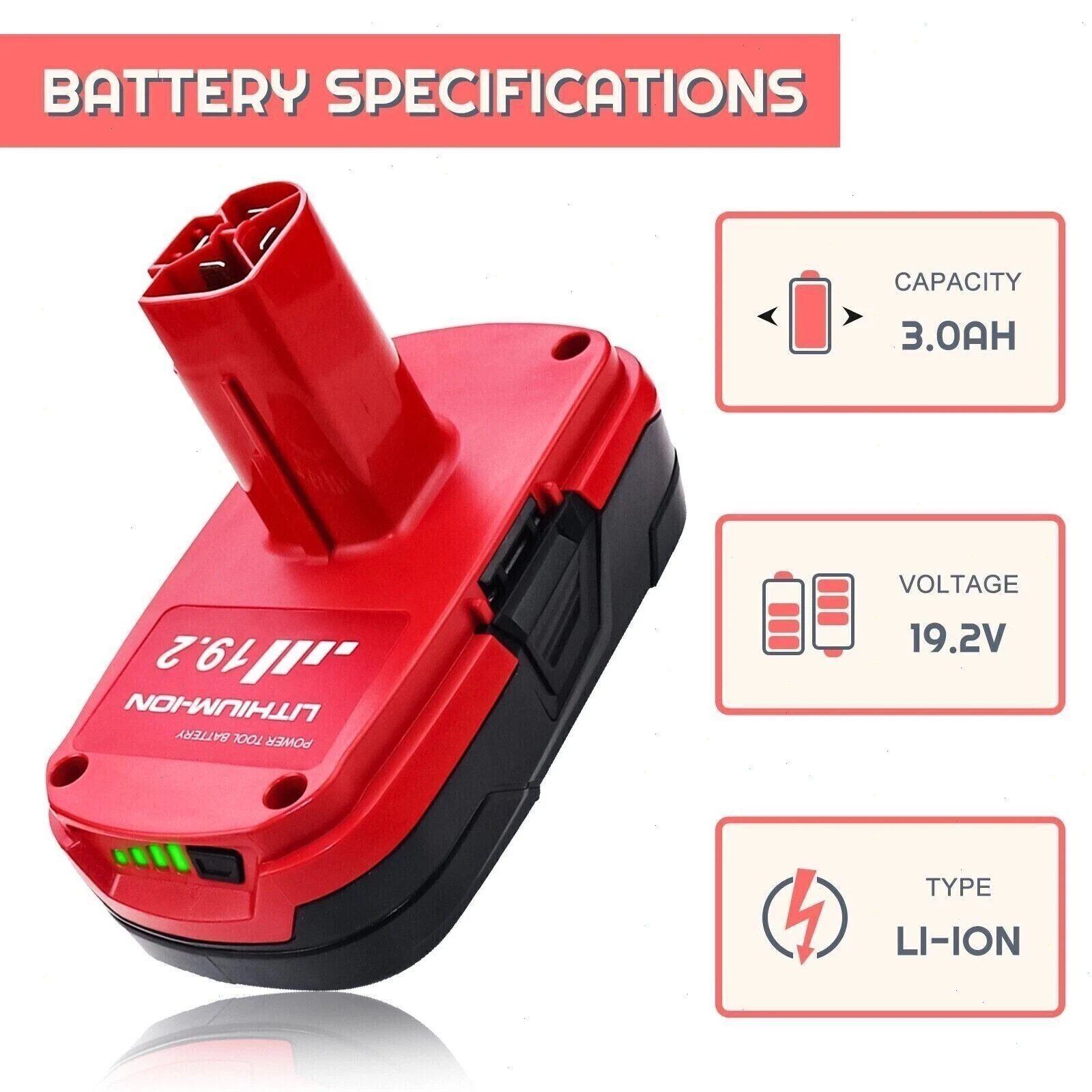 2Pack 8.0Ah for Craftsman 19.2V Lithium XCP Battery C3 DieHard 11375 / Charger