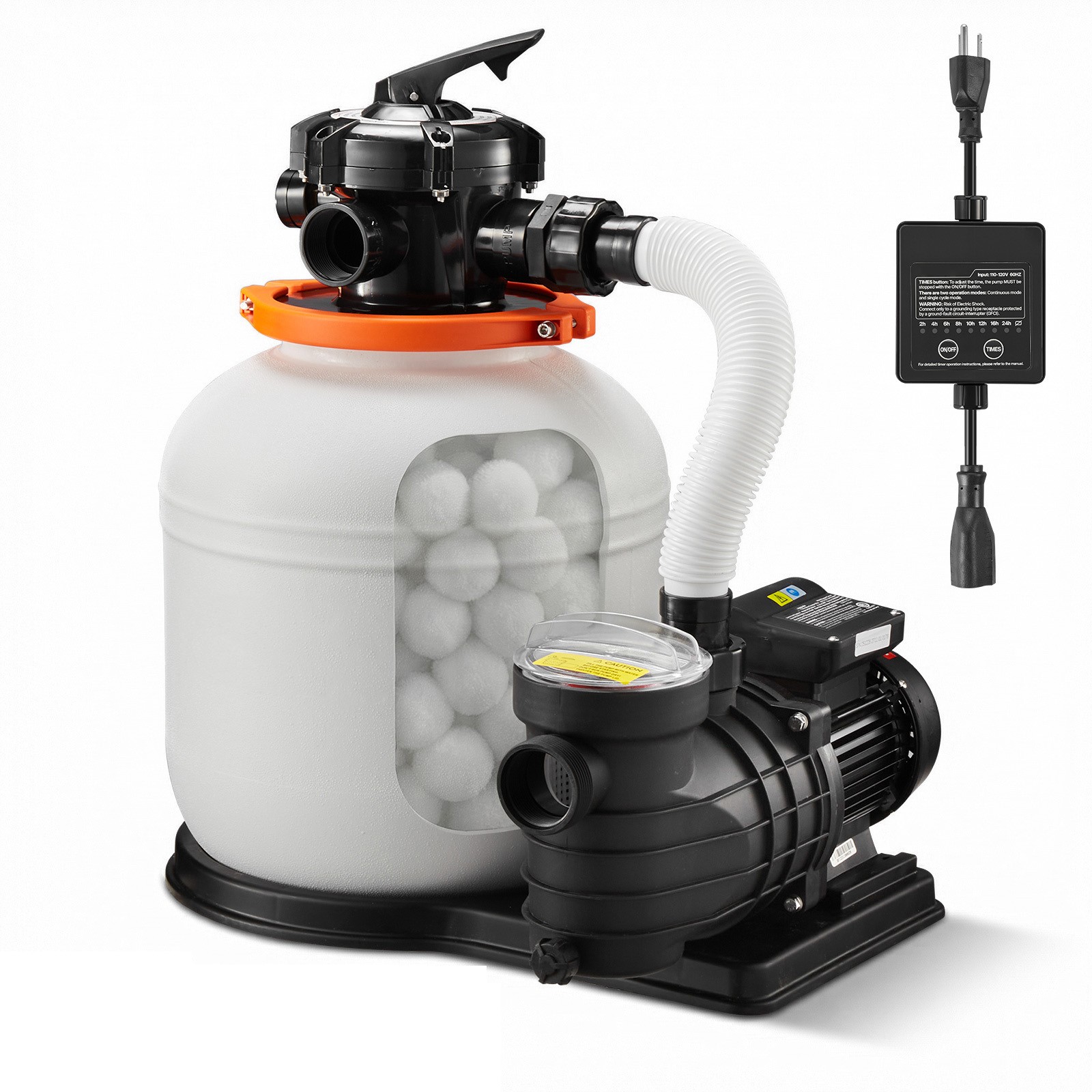 Uimoso 14″ Sand Filter Pump with Timer, 0.75HP, 3500 GPH for Above Ground Pools
