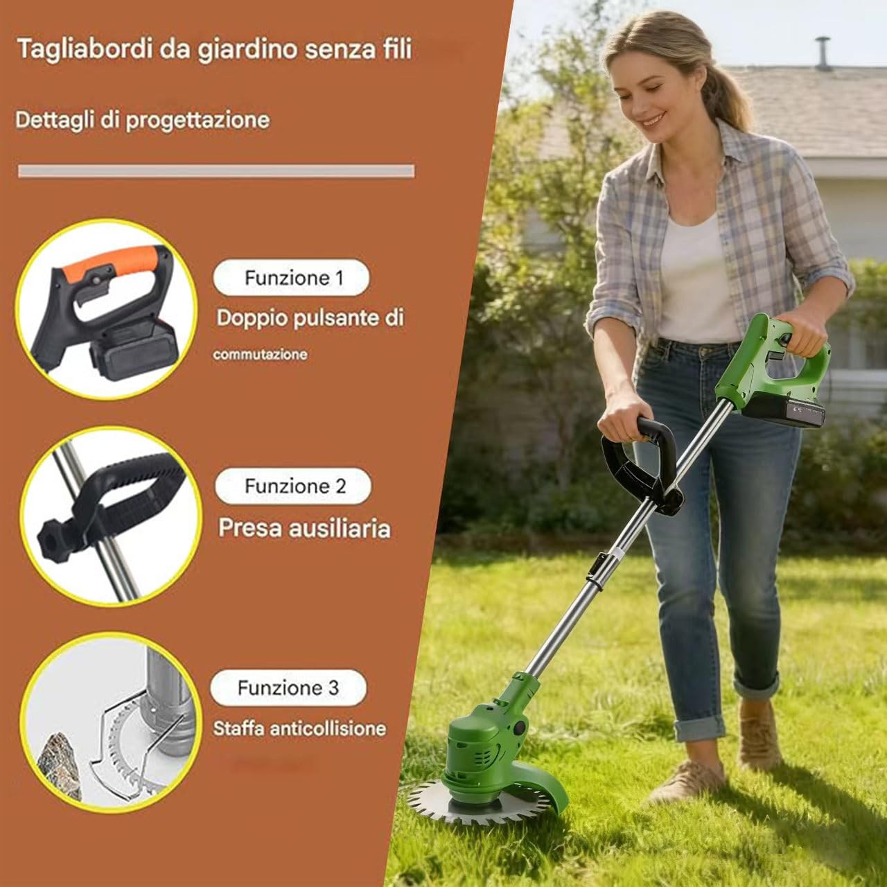 Weed Wacker, Electric Wacker Double-Switch 35.4-47.2 inches, Green