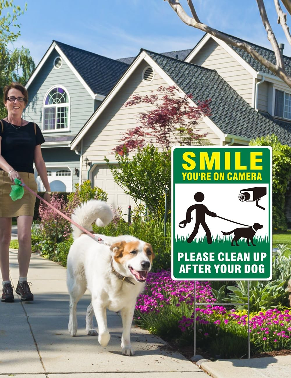 Clean UP After Your Dog Signs, 2-Pack 13″x10″ Double-Sided Pick Up After Your Do