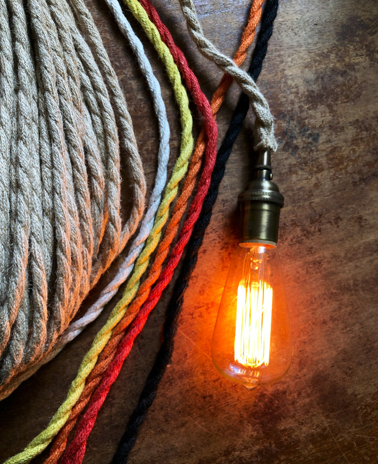 Natural Jute Rope Electrical Cord – Rustic Style Hemp Covered Lamp/Pendant Wire