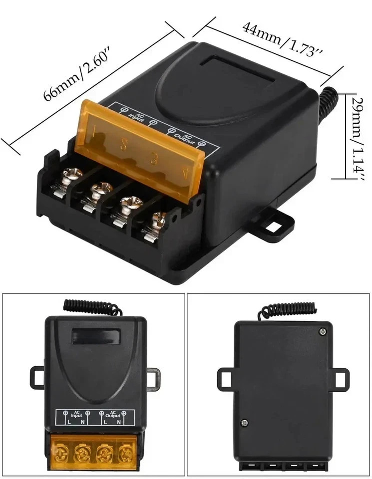AC Wireless Remote 110V-240V 30A RF Relay Control Remote Switch 433Mhz Receiver