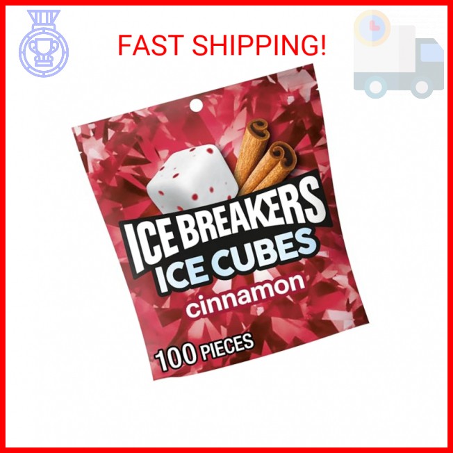 Ice Breakers Ice Cubes Cinnamon Sugar Free Chewing Gum Pouch, 8.11 oz (100 Piece
